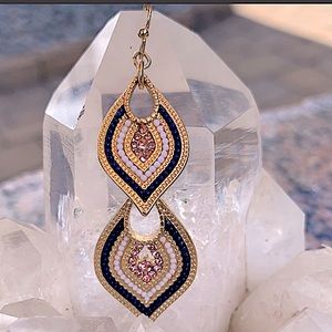 Navy, Pink and White gold earrings!